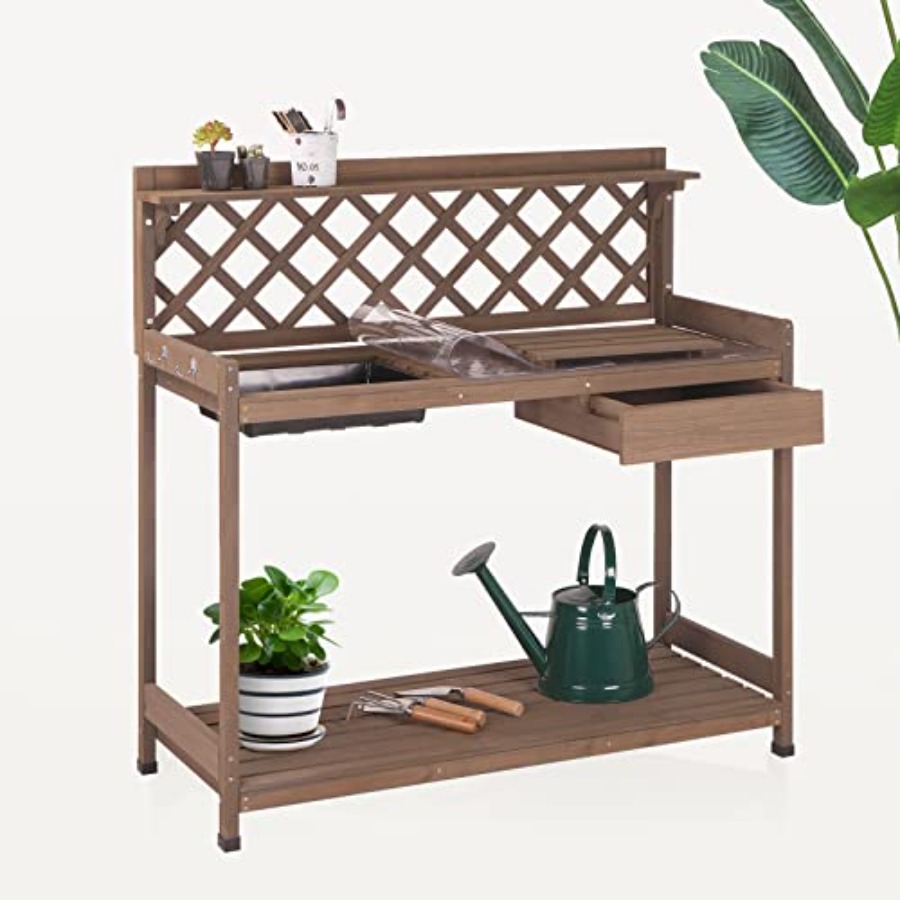 Gardening Tools Wooden - Bancada de Jardinagem para Uso Externo,