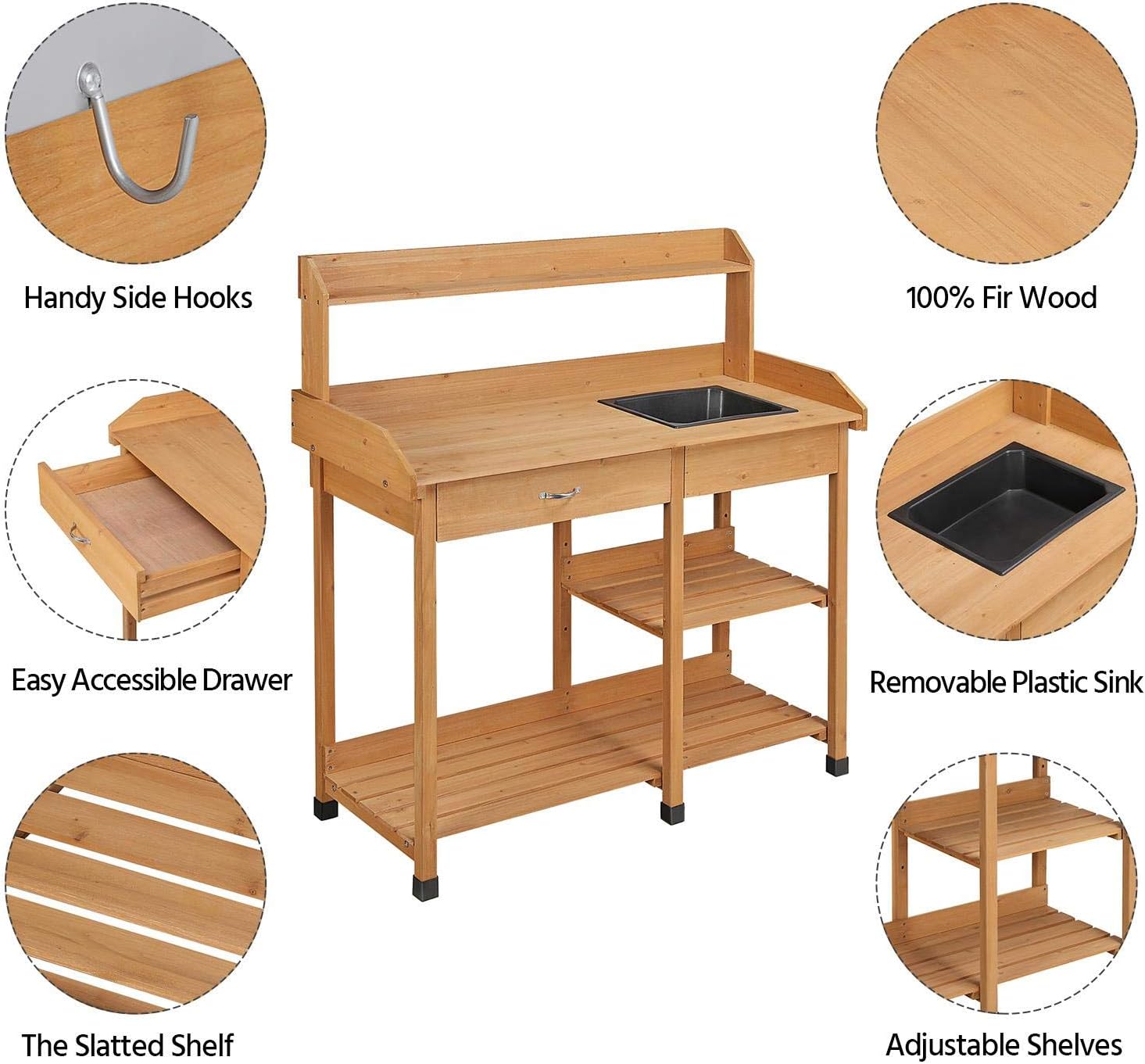 Bancada de Jardinagem com Pia  - Gardening Tools Wooden avaliação e preço