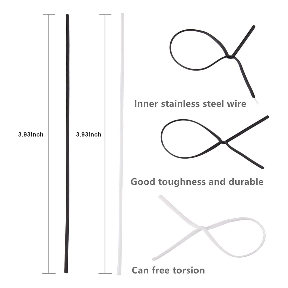 100 pçs preto branco cabo de j - Garden Wire Twist Tie avaliação e preço
